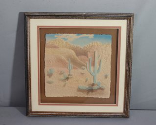 Vintage Figi Graphics Southwest Cactus Cast Paper 3D Wall Art, Signed  Wess Dahlburg 13'x13'