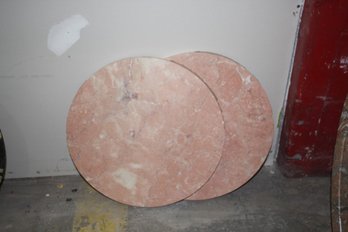 Pair Of Pink  17.5' Round Marble Top