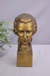 Vintage Bronze-Gold Tone Bust Of Mozart