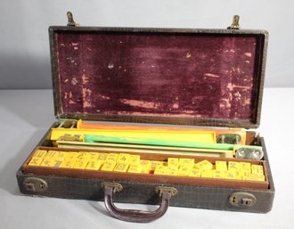 Vintage Mahjong Set In Original Leather Case