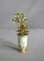 K&A Krautheim Bavaria Porcelain Vase With Brass Enamel Floral Arrangement