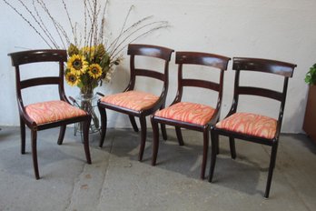 Four Regency Style Upholstered Dining Chairs