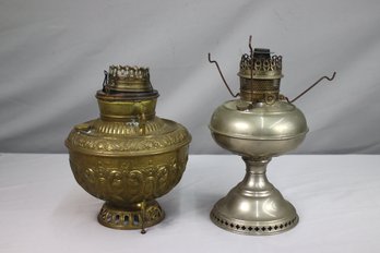 Nickel Plated Oil Lamp And A Brass Oil Lamp -Electrical