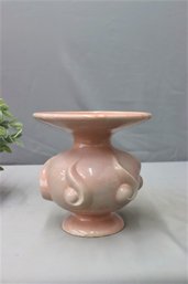 Cream Pink USA Pottery Wide Body Bud Vase