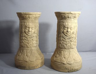 Pair Of Carved Column Pedestals