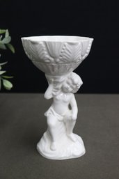 Portuguese Ceramic Cherub Holding Bowl Centerpiece/Vanity Dish