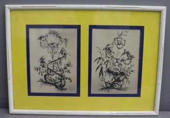 Yellow/Blue Mat Framed Diptych - 2 Plates From 'Suite De Douze Pecheurs Et Chasseurs'