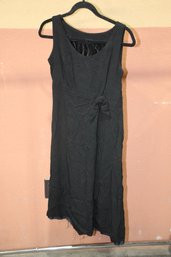 Vintage Linen Strap Black Dress Size Small