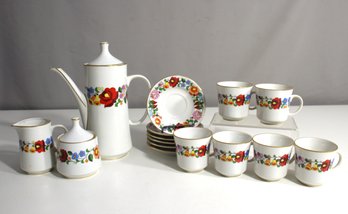 Kalocsa Hungary 0098 Floral Hand Painted Coffee Set