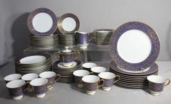 Sango Japan Aristocrat Cobalt Blue & Gold Dinnerware -about 79pcs