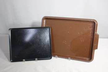 Set Of Two Vintage Plastic Trays - Brown And Black