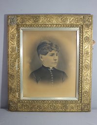 Superbly Detailed Faux Gilt Frame With Vintage Photo Sepia/Black Cabinet Card
