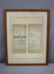 Framed Diptych Of Two Antique 19th Century Lloyd's Insurance Policies