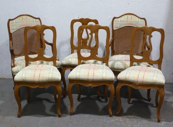 Set Of 6 Dining Chairs - 2 Cane Back Arm Chairs And 4 Harp Back Side Chairs