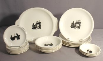 Antique Harker Hotoven Silhouette Hearth Dinnerware Set-about 20pcs