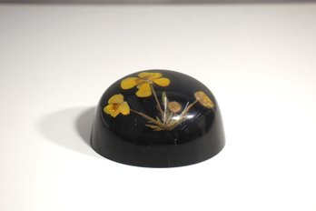 Vintage Floral Resin Paperweight With Yellow Flowers