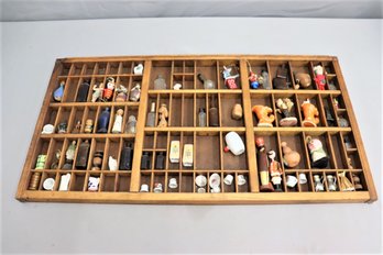 Triple Panel Collection Of Miniatures In A Printers Tray Wall Display