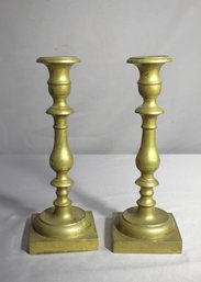 Pair Of Classic 10' High Brass Candlesticks