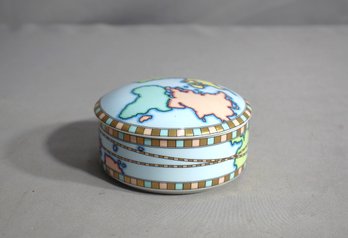 Vintage Tiffany & Co. World Map Porcelain Trinket Box - A Globetrotter's Treasure