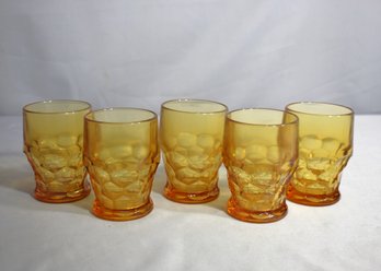 Group Of Five Vintage Anchor Hocking 'Georgian' Amber Glasses-4'