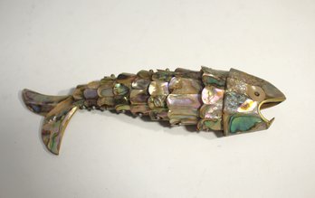 Vintage Articulated Abalone Shell Fish Figurine Bottle Opener