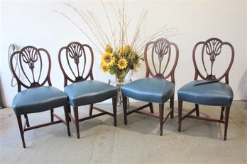 Set Of 4 Mahogany Shield Back Dining Chairs