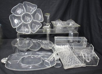 Assorted Lot Of  Vintage Lucite/acrylic Tableware