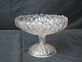 Vintage  Pressed Glass Pedestal Compote