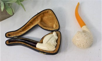 Two Meerschaum Pipes, One In Lined Case