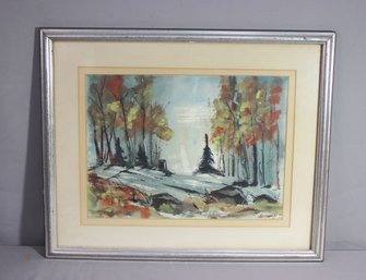 Original S.A. Kronish Watercolor Landscape, Framed And Signed