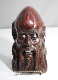 Vintage Hand-Carved Wooden Wise Man Wall Mask