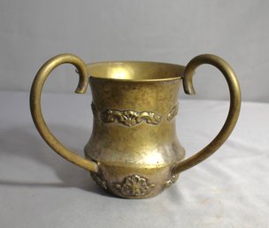 Antique Double-Handled Ornate Brass Cup