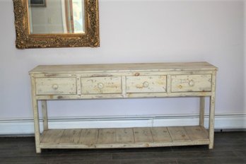 Rusticated And Weathered Painted Pine Console Table