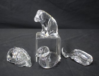 Collection Of 4 Crystal Animal Figurines By Atlantis And Kosta Boda