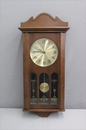 Regulator Wall Clock With Golden Face & Pendulum
