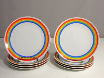 Set Of 6 Vandor 1979 Rainbow Design 8.5' Round Dinner Plates