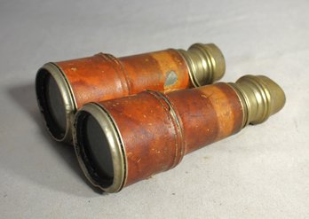 Antique Chevalier Paris Day And Night Binoculars Chrome And Leather Wrapped WWI Era