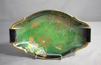 Carlton Ware 'Spider's Web' Vert Royale Green Oval Tray C1950 Art Deco