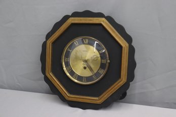 Black And Gold Octagonal Piecrust Eight Day Jewel Wall Clock
