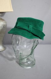 Vintage 1960s Saucy Mantis Green Velvet Hat