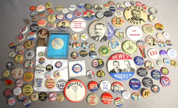 Collection Of Vintage Political Button Pins And More