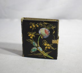 Victorian-Era Handcrafted Lacquer Abalone Shell Inlaid Photo Album With Antique Children's Portrait