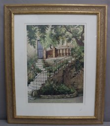 'Courtyard In Provence' By Roger Duvall Framed Print Wall Art