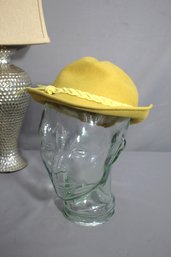 Vintage Nettie Rosenstein Original Yellow Wool Hat With Braided Trim