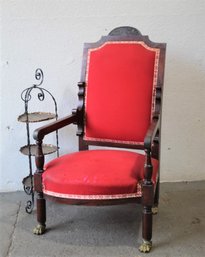 Carved Renaissance Revival Armchair With Hairy  Brass Claw Feet