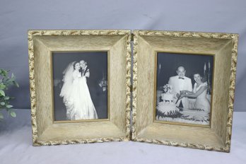 Pair Of Faux Gilt Wood Photo Frames With Vintage Wedding Photos