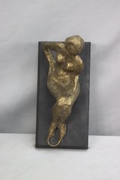 Vintage Supine Female Clay Statuette Wall Plaque