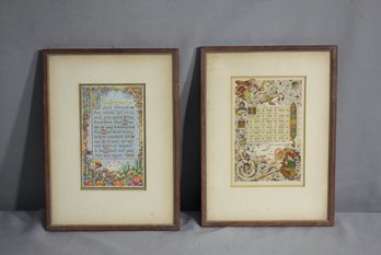 Two Framed Vintage Illuminated  Panels Quoting Grellet