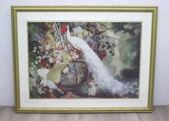 California Impressionist Lithograph By Jessie Arms Botke , White Peacock