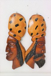 Two Hand Carved Kaduru Wood Kings Profile Wall Decorative Plaques
